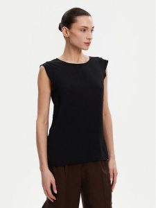 French Connection Bluzka 762ZA Czarny Regular Fit. Czarne bluzki French Connection, s, bez wzorów, z syntetyku, bez kołnierzyka, bez ramiączek. Za 89,99 zł.