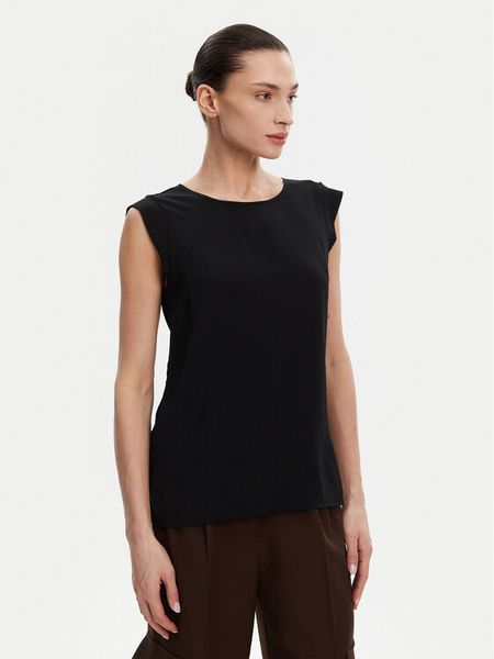 French Connection Bluzka 762ZA Czarny Regular Fit. Czarne bluzki French Connection, s, bez wzorów, z syntetyku, bez kołnierzyka, bez ramiączek. Za 79,99 zł.