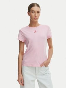 Tommy Hilfiger T-Shirt WW0WW48710 Różowy Slim Fit. Czerwone t-shirty TOMMY HILFIGER, s, bez wzorów, z bawełny, bez kołnierzyka, bez ramiączek. Za 169,99 zł.