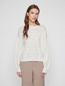 Vila Sweter w kolorze białym rozmiar: XS. Białe swetry oversize Vila, xs, bez wzorów, bez ramiączek. Za 99,95 zł.
