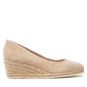 Espadryle Tamaris. Brązowe espadryle Tamaris, bez wzorów, bez obcasa. Za 209,99 zł.