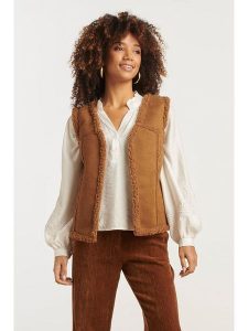 Smashed Lemon Kamizelka w kolorze jasnobrązowym rozmiar: XS. Brązowe kamizelki Smashed Lemon, xs, bez wzorów, z polaru, bez kołnierzyka, bez ramiączek, bez kaptura. Za 105,63 zł.