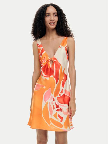 Desigual Sukienka letnia Delilah 26SWVW44 Pomarańczowy Regular Fit. Brązowe kombinezony Desigual, na lato, m, bez wzorów, z syntetyku, bez kołnierzyka, bez ramiączek. Za 407,99 zł.