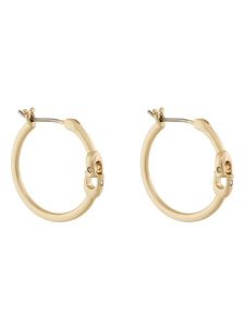 Coach Kolczyki Signature Hoop Earrings 37408160GLD710 Złoty. Żółte kolczyki Coach, metalowe. Za 219,99 zł.