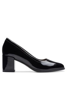 Clarks Czółenka Freva 55 Court 26174873 Czarny. Czarne czółenka Clarks, bez wzorów, z lakierowanej skóry, bez obcasa, bez zapięcia. Za 449,99 zł.