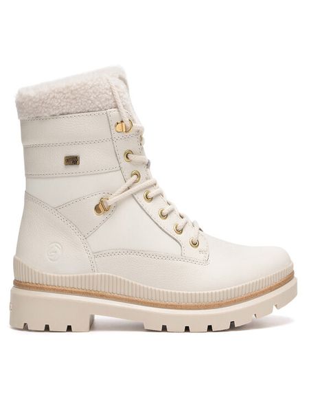 Remonte Trzewiki D0C77-80 Biały. Białe botki Remonte, bez wzorów, ze skóry, bez obcasa, na płaskiej podeszwie, bez zapięcia. Za 399,00 zł.