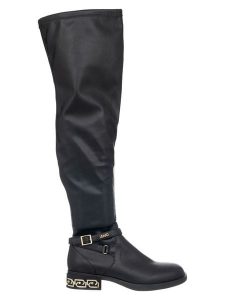 Liu Jo Kozaki w kolorze czarnym rozmiar: 39. Czarne kozaki Liu Jo, na zimę, bez wzorów, z okrągłym noskiem, bez obcasa, bez zapięcia. Za 405,61 zł.