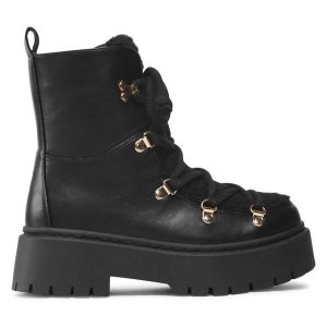 Trapery DeeZee. Czarne buty zimowe DeeZee, bez obcasa, bez zapięcia. Za 199,99 zł.