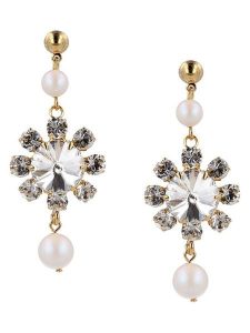 Otazu Pozłacane kolczyki-wkrętki z kryształami Swarovski i perłami rozmiar: onesize. Białe kolczyki Otazu, z kryształem, pozłacane. Za 173,99 zł.