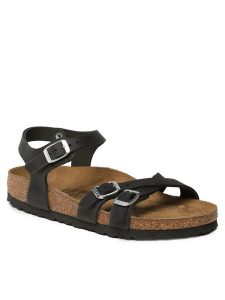Birkenstock Sandały Kumba 1021487 Czarny. Czarne sandały Birkenstock, bez wzorów, z syntetyku, bez obcasa, na płaskiej podeszwie, bez zapięcia. Za 579,99 zł.