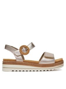 Remonte Sandały CEO-D0Q52-31 Złoty. Żółte sandały Remonte, bez wzorów, ze skóry, bez obcasa, na płaskiej podeszwie, bez zapięcia. Za 379,99 zł.