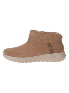 Skechers Skórzane botki "On the Go Joy" w kolorze jasnobrązowym rozmiar: 39. Brązowe botki Skechers, bez wzorów, z materiału, bez obcasa, bez zapięcia. Za 232,78 zł.