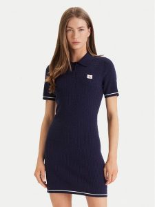 Calvin Klein Sukienka codzienna Microcable LV047F323G Granatowy Slim Fit. Niebieskie sukienki Calvin Klein, na co dzień, m, bez wzorów, z bawełny, bez kołnierzyka, bez ramiączek, proste. Za 529,99 zł.