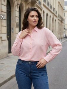 Koszula z domieszką lnu Plus size - różowy. Czerwone koszule Sinsay, plus size, bez wzorów, bez kołnierzyka, plus size, bez ramiączek. W wyprzedaży za 25,99 zł.