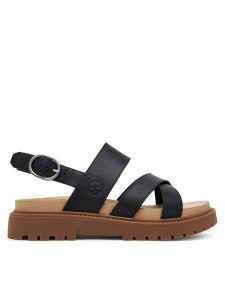 Timberland Sandały TB0A61TRW021 Czarny. Czarne sandały Timberland, bez wzorów, ze skóry, bez obcasa, na płaskiej podeszwie, bez zapięcia. Za 429,99 zł.