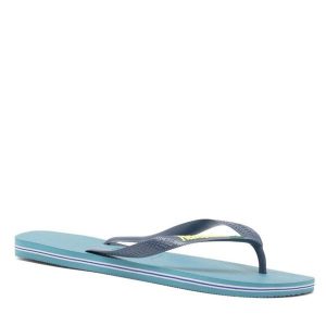 Japonki Havaianas. Niebieskie klapki Havaianas, bez wzorów, bez obcasa. Za 59,99 zł.