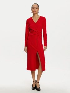 Joseph Ribkoff Sukienka koktajlowa 243308 Czerwony Slim Fit. Czerwone kombinezony Joseph Ribkoff, bez wzorów, z syntetyku, wizytowe, bez kołnierzyka, bez ramiączek. Za 579,99 zł.