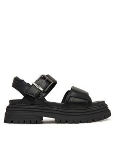 Buffalo Sandały Lennox 1602321 Czarny. Czarne sandały Buffalo, bez wzorów, ze skóry, bez obcasa, na płaskiej podeszwie, bez zapięcia. Za 349,99 zł.