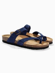 Sunbay Skórzane japonki "Tulipe" w kolorze granatowym rozmiar: 38. Niebieskie klapki Sunbay, bez wzorów, ze skóry, z otwartym noskiem, bez obcasa. Za 184,46 zł.