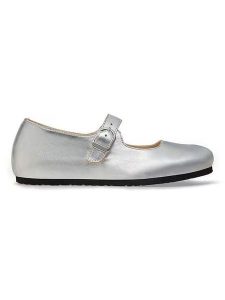 Birkenstock Skórzane baleriny "Santa Clarit" w kolorze srebrnym rozmiar: 37. Szare balerinki Birkenstock, bez wzorów, bez obcasa, bez zapięcia. Za 406,57 zł.
