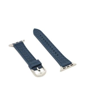 Wymienny pasek do zegarka Apple Watch Fossil. Niebieskie paski Fossil, bez wzorów. Za 129,99 zł.