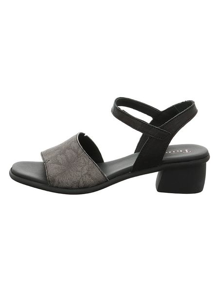 Think! Skórzane sandały w kolorze szaro-czarnym rozmiar: 39. Czarne sandały Think, bez wzorów, z otwartym noskiem, bez obcasa, bez zapięcia. Za 174,95 zł.
