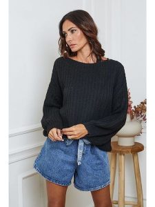 So Cachemire Sweter "Candji" w kolorze czarnym rozmiar: S. Czarne swetry oversize So Cachemire, s, bez wzorów, z wełny, bez ramiączek. Za 165,71 zł.