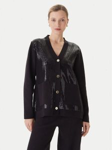 LOLA CASADEMUNT Kardigan LF2511011 Czarny Regular Fit. Czarne kardigany LOLA CASADEMUNT, z syntetyku. Za 529,99 zł.