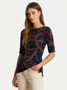 LAUREN RALPH LAUREN Bluzka 200P03722001 Granatowy Slim Fit. Niebieskie bluzki Lauren Ralph Lauren, xxl, bez wzorów, z bawełny, bez kołnierzyka, bez ramiączek. Za 329,99 zł.