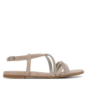 Sandały Tamaris. Szare sandały Tamaris, bez wzorów, bez obcasa, na płaskiej podeszwie, bez zapięcia. Za 289,99 zł.