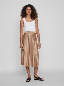 Vila Spódnica "Nitban" w kolorze beżowym rozmiar: XS. Brązowe spódnice Vila, xs, bez wzorów, midi. Za 85,95 zł.