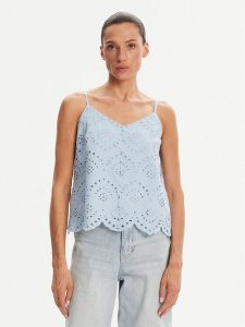 Pieces Top Vilde 17156563 Błękitny Regular Fit. Niebieskie topy Pieces, xs, bez wzorów, z bawełny, bez kołnierzyka, bez ramiączek. Za 109,99 zł.