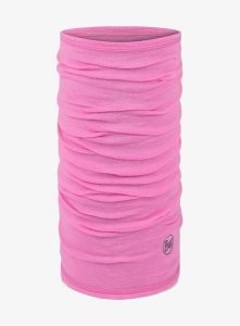 Chusta wielofunkcyjna Buff Lightweight Merino Wool - solid fluor fuchsia. Czerwone apaszki i chusty Buff, bez wzorów, z materiału. Za 115,49 zł.