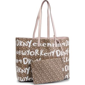 Torebka DKNY - Bedford-Trifold Wal R84A4756 Chino Logo/Iconic Blush JCL. Brązowe shopper bag marki DKNY, ze skóry ekologicznej. Za 769,00 zł.