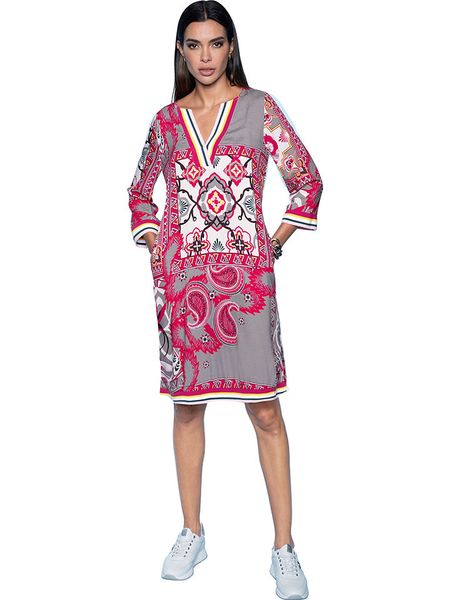 Heine Sukienka ze wzorem rozmiar: 46. Sukienki Heine, na co dzień, bez wzorów, z wiskozy, bez kołnierzyka, bez ramiączek, midi, proste. Za 74,46 zł.