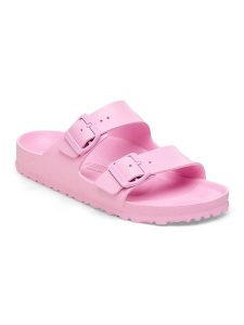 Birkenstock Klapki "Arizona" w kolorze jasnoróżowym rozmiar: 36. Różowe klapki Birkenstock, bez wzorów, z otwartym noskiem, bez obcasa. Za 202,03 zł.