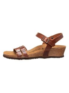 Papillio Skórzane sandały "Lana" w kolorze brązowym na koturnie rozmiar: 39. Brązowe sandały Papillio, bez wzorów, z otwartym noskiem, bez obcasa, na koturnie, bez zapięcia. Za 213,79 zł.