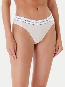Guess Stringi O97E04 KBBU1 Beżowy. Brązowe stringi Guess, z aplikacjami, z bawełny. Za 49,99 zł.