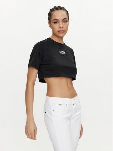 Vans T-Shirt Flying V Crew Crop Ii VN000GFF Czarny Regular Fit. Czarne t-shirty Vans, s, bez wzorów, z bawełny, bez kołnierzyka, bez ramiączek. Za 79,99 zł.