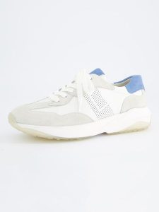 Paul Green Skórzane sneakersy w kolorze biało-błękitnym rozmiar: 38. Białe trampki Paul Green, bez wzorów, bez zapięcia. Za 432,48 zł.