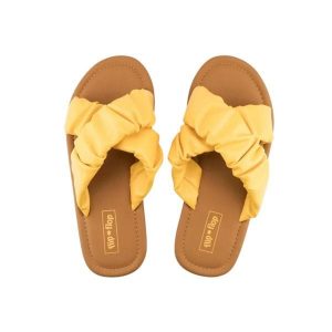 Klapki plażowe damskie Flip Flop Fauna Cross. Żółte klapki Flip Flop, bez wzorów, bez obcasa. Za 112,00 zł.