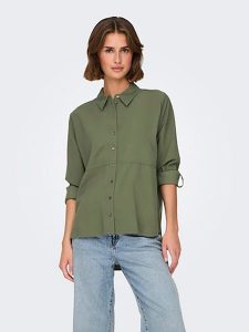 JDY Bluzka w kolorze khaki rozmiar: XS. Brązowe bluzki JDY, xs, bez wzorów, bez kołnierzyka, bez ramiączek. Za 41,69 zł.