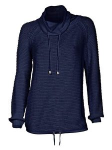 Heine Sweter w kolorze granatowym rozmiar: 40/42. Niebieskie swetry oversize Heine, bez wzorów, z bawełny, bez ramiączek. Za 61,46 zł.