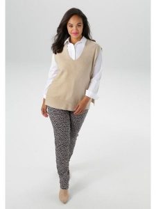 Aniston Bezrękawnik w kolorze beżowym rozmiar: 46. Brązowe swetry oversize Aniston, bez wzorów, bez ramiączek. Za 56,99 zł.