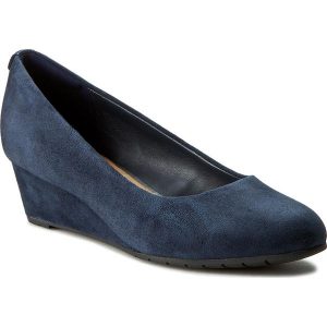 Półbuty CLARKS - Vendra Bloom 261201254 Navy Suede. Czółenka marki Clarks. W wyprzedaży za 249,00 zł.