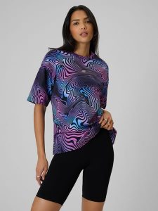 4F T-shirt oversize z nadrukiem damski - multikolor M. T-shirty 4f, m, bez wzorów, z bawełny, bez kołnierzyka, bez ramiączek. Za 79,99 zł.