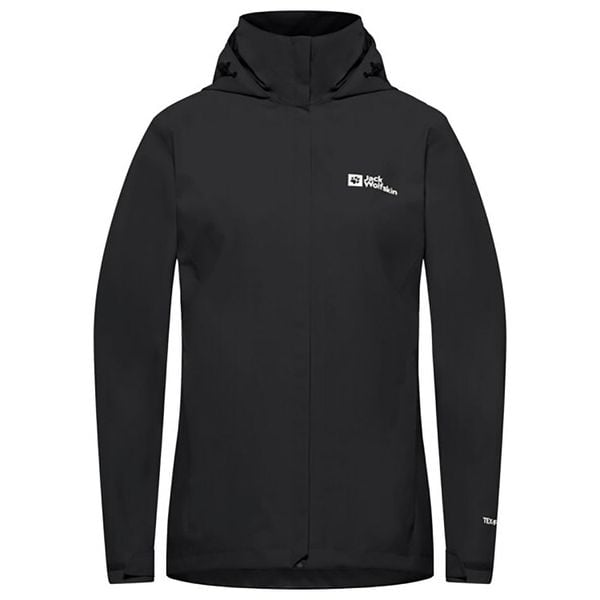 Kurtka przeciwdeszczowa damska Jack Wolfskin Trailtime 2L. Czarne kurtki Jack Wolfskin, l, bez wzorów, bez kaptura. Za 419,99 zł.