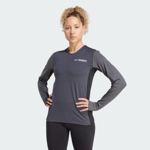 Koszulka z długim rękawem Multi Synthetic Base Layer. Szare bluzki ADIDAS, m, bez wzorów, sportowe, bez kołnierzyka, bez ramiączek. Za 219,00 zł.