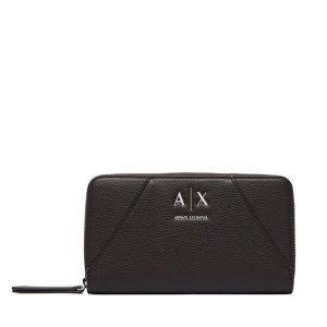Portfel Armani Exchange. Brązowe portfele Armani Exchange, bez wzorów. Za 404,99 zł.