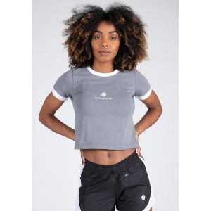 New Orleans Cropped Koszulka - Szary. Szare bluzki GORILLA WEAR, m, bez wzorów, sportowe, bez kołnierzyka, bez ramiączek. Za 110,00 zł.